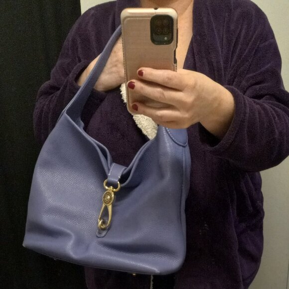 Dooney & Bourke Periwinkle Blue Leather Handbag Hobo Bag Purse Clasp - Picture 13 of 13